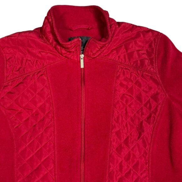 Style & Co Women's Jacket Red Fleece Quilted Zip Up Pockets Coat Red Size XL - Picture 8 of 16